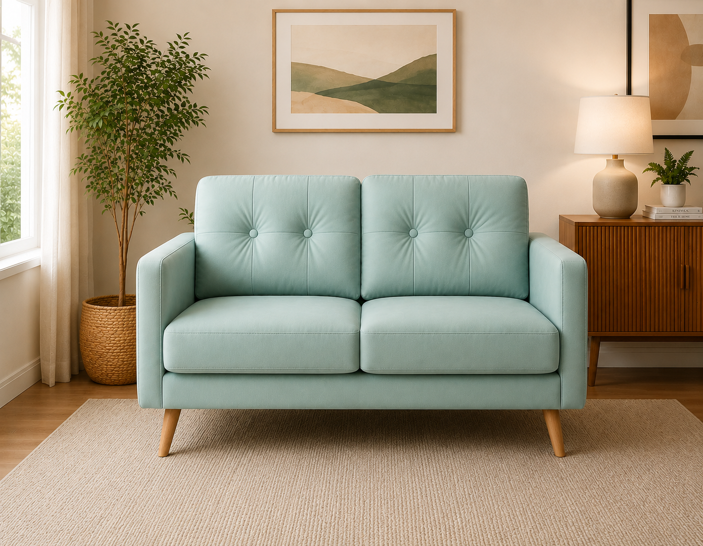 Elegant Cream 2-Seater Loveseat