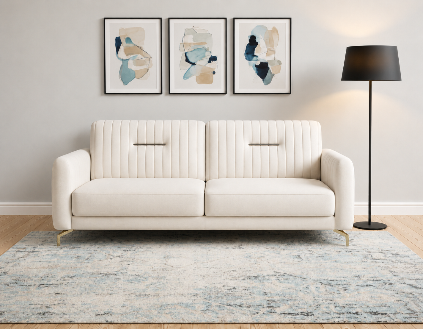Navy Blue Leather 2-Seater