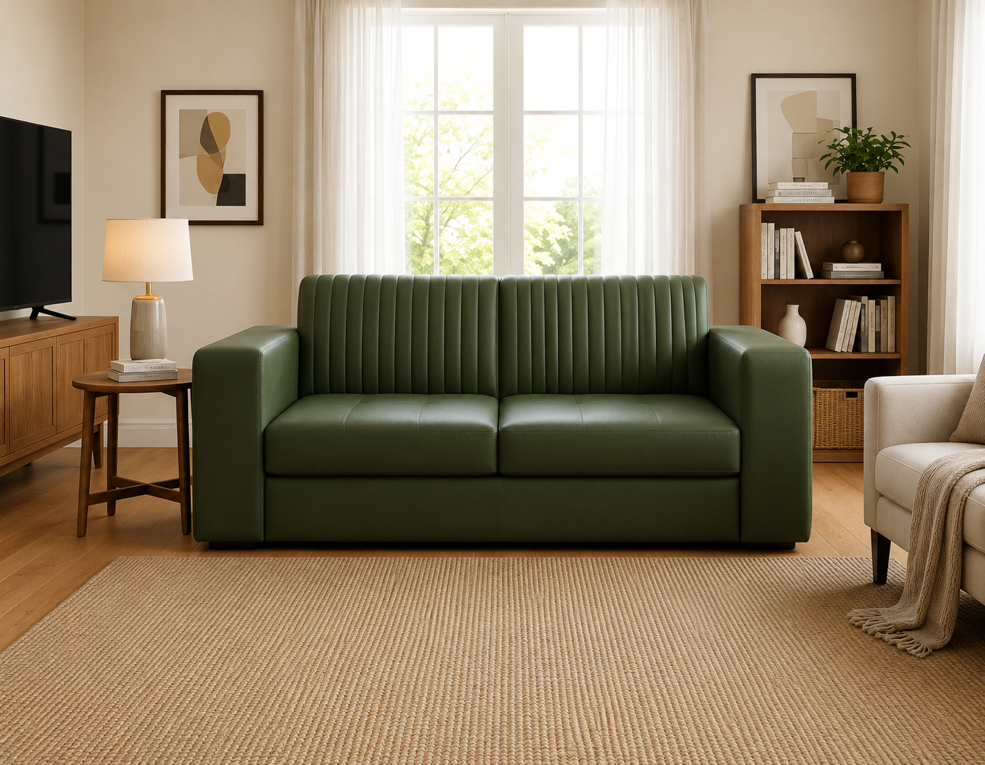 Tan Leather Lounge 2-Seater
