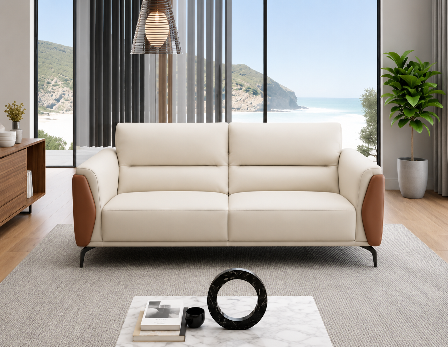 Taupe Channel-Tufted 2-Seater