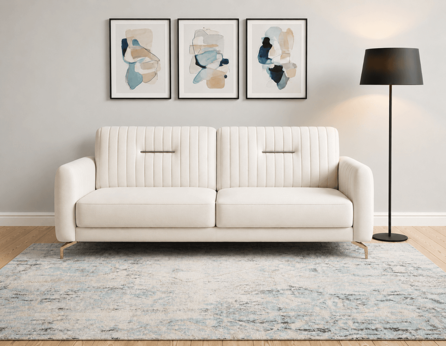 Navy Blue Leather 2-Seater