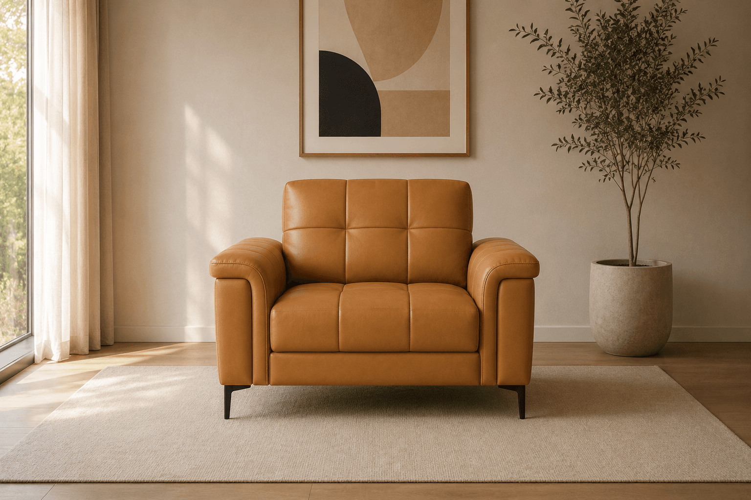 Tan Leather Lounge Chair