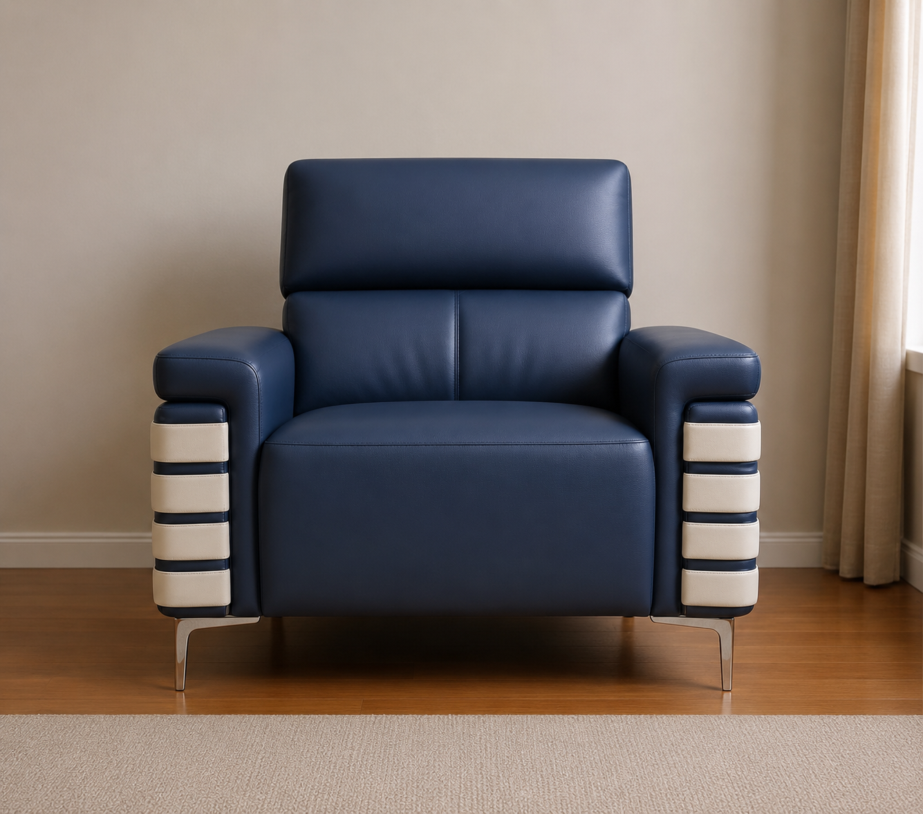 Navy Blue Leather Sofa