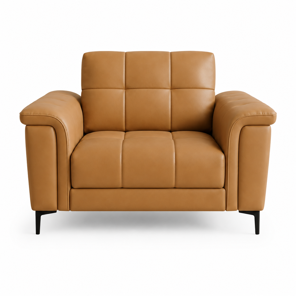 Tan Leather Lounge Chair view 2