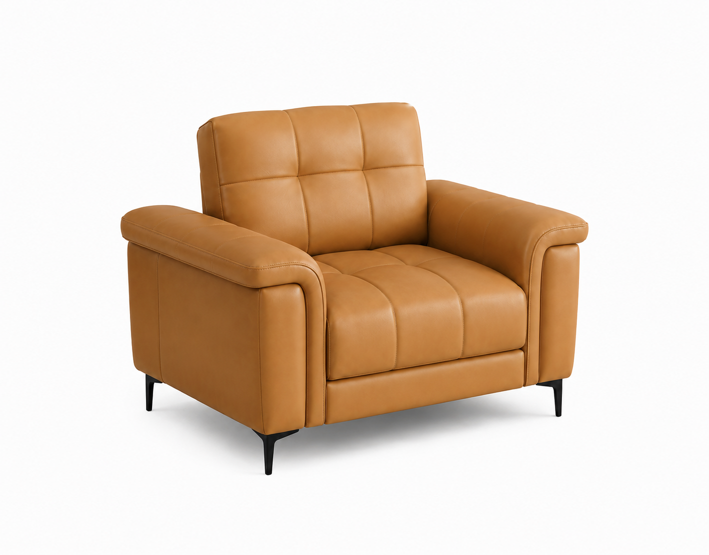 Tan Leather Lounge Chair view 3