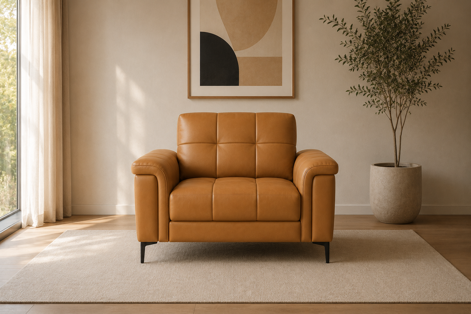 Tan Leather Lounge Chair