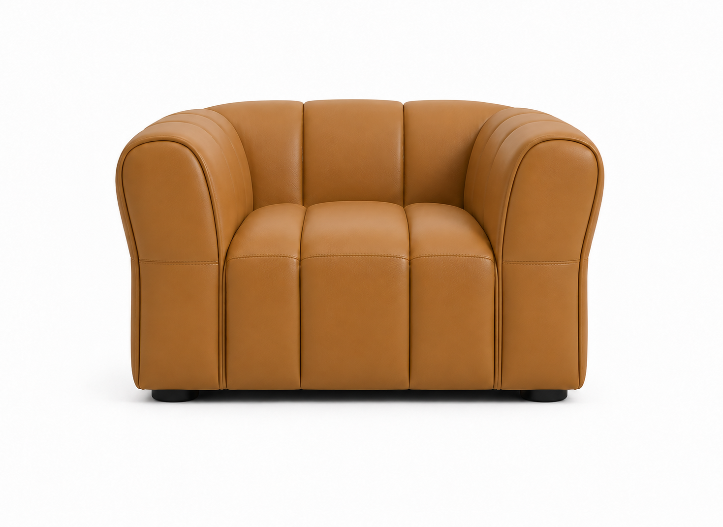 Caramel Channel-Tufted Lounge Chair view 2