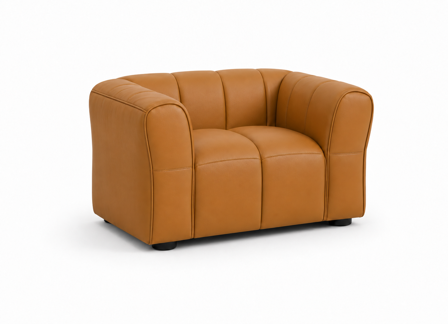 Caramel Channel-Tufted Lounge Chair view 4