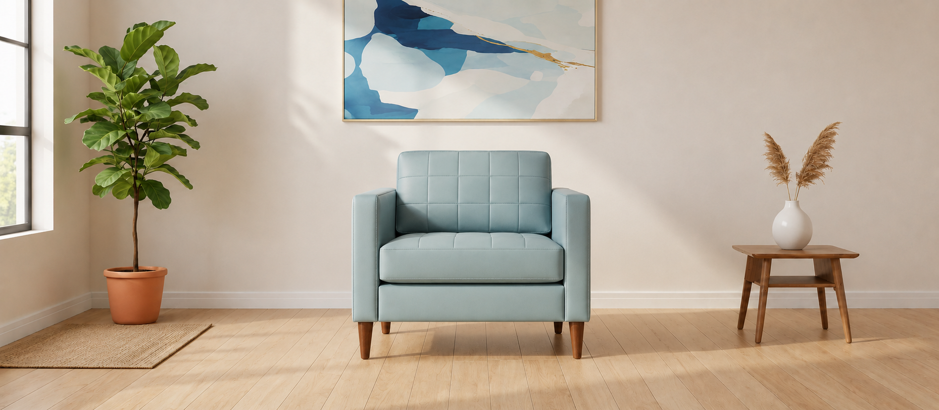 Mint Green Quilted Armchair