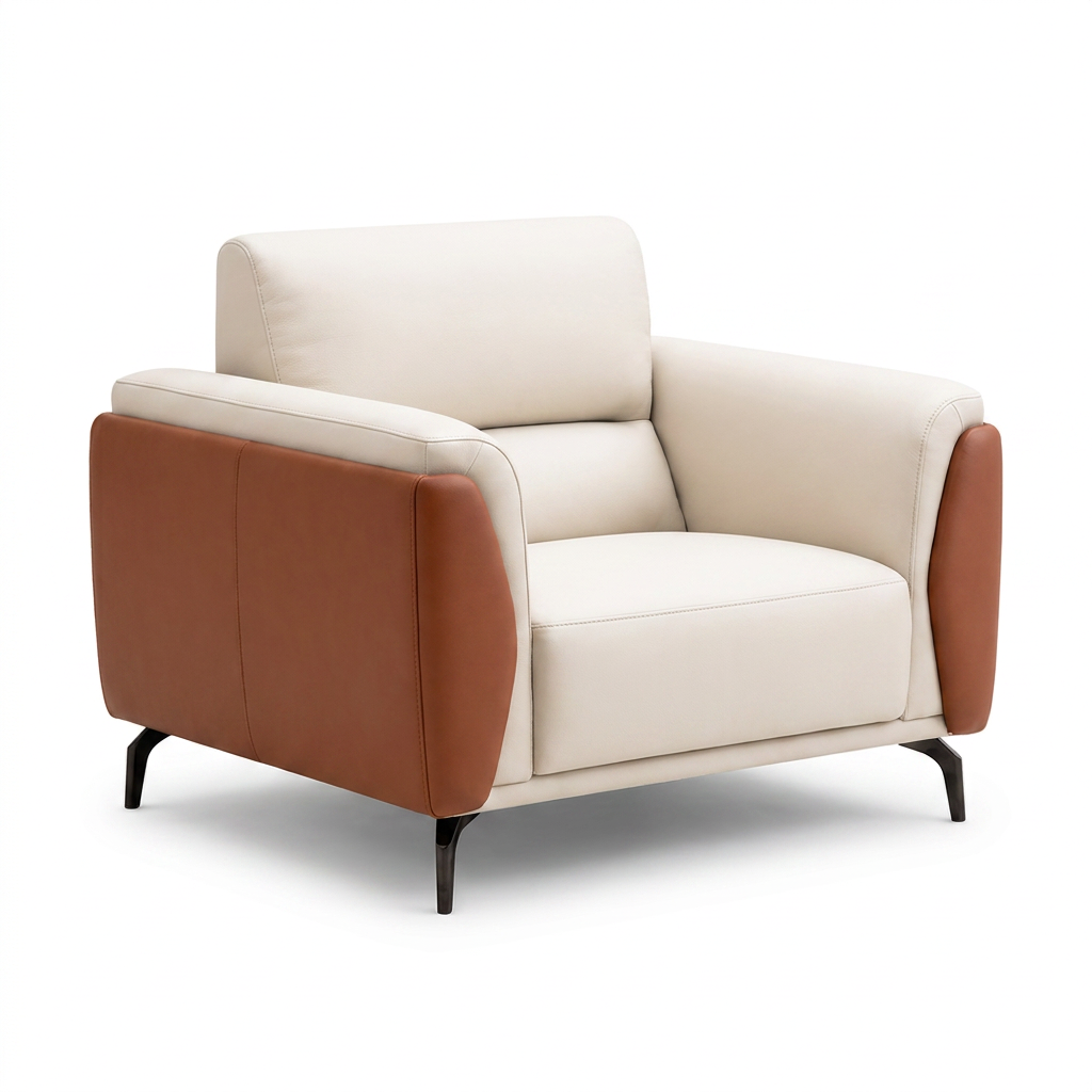 Cream Contemporary Lounge Chair view 2