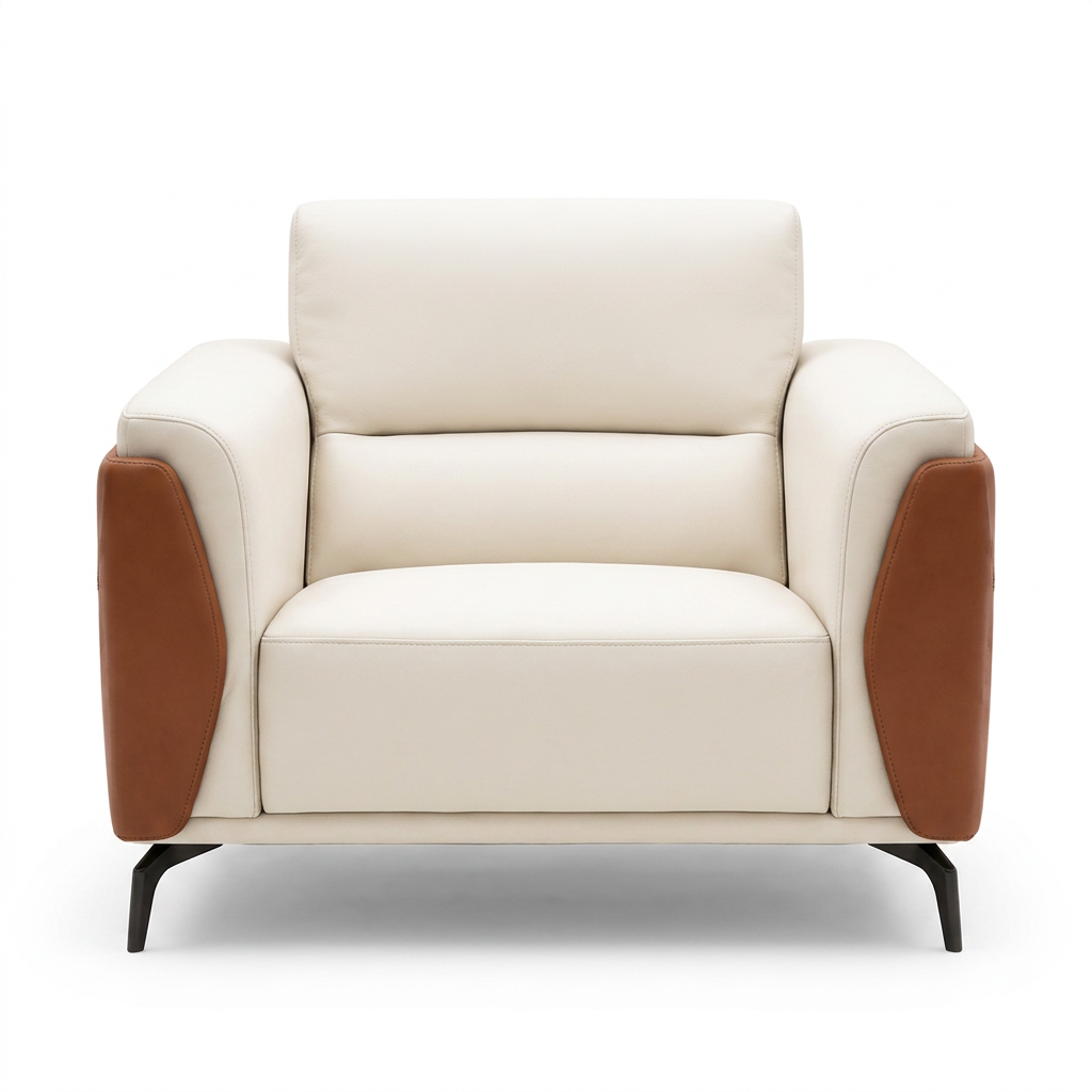 Cream Contemporary Lounge Chair view 3
