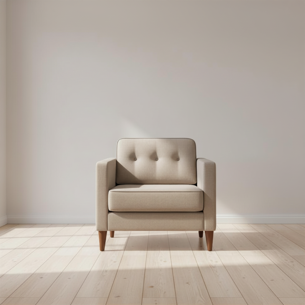 Taupe Button-Tufted Armchair