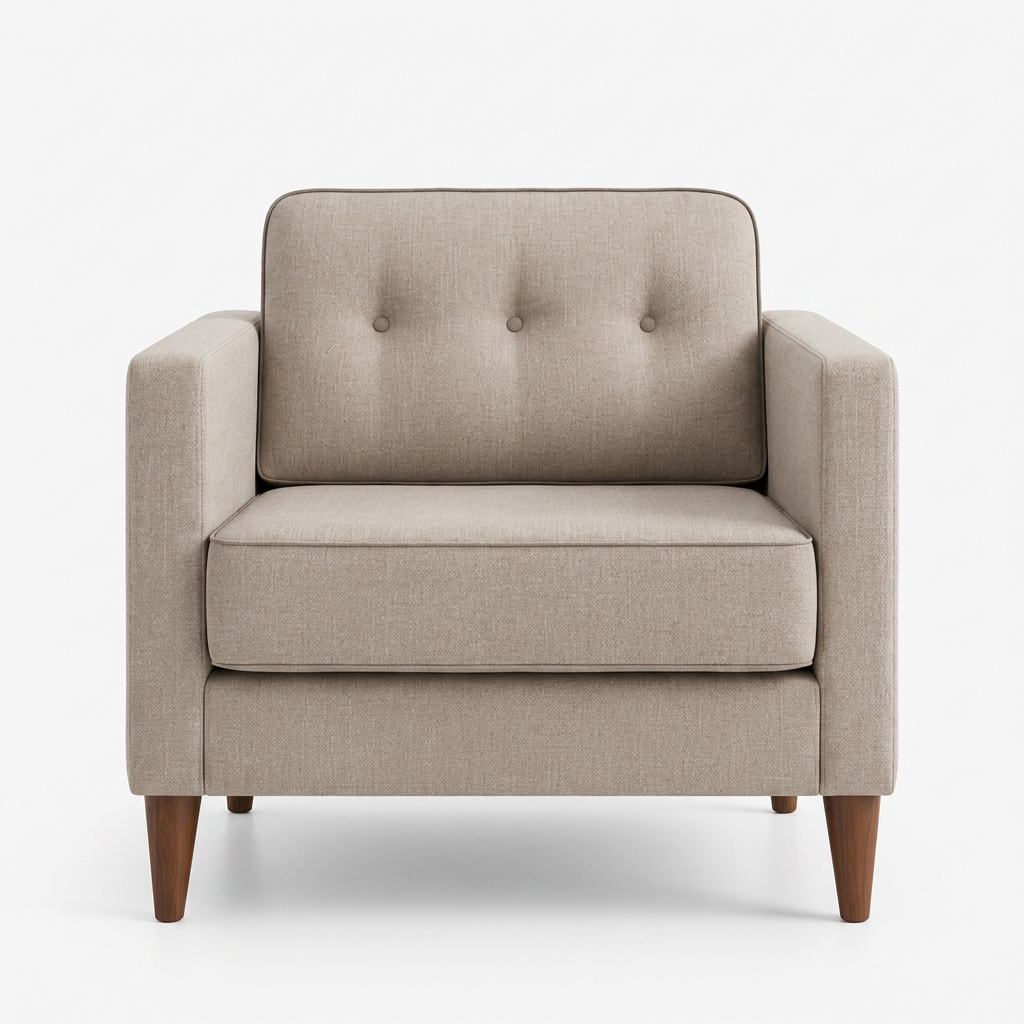 Taupe Button-Tufted Armchair view 3