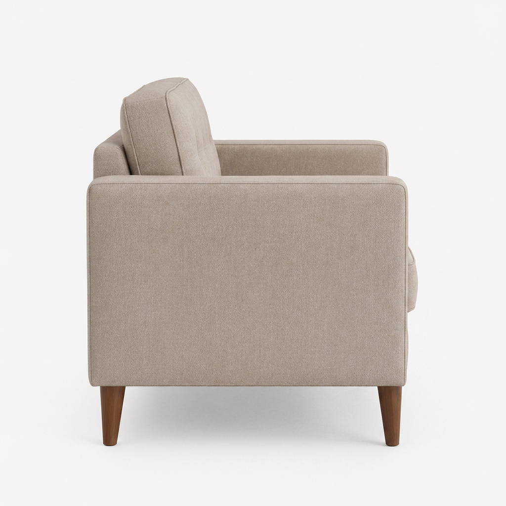 Taupe Button-Tufted Armchair view 4