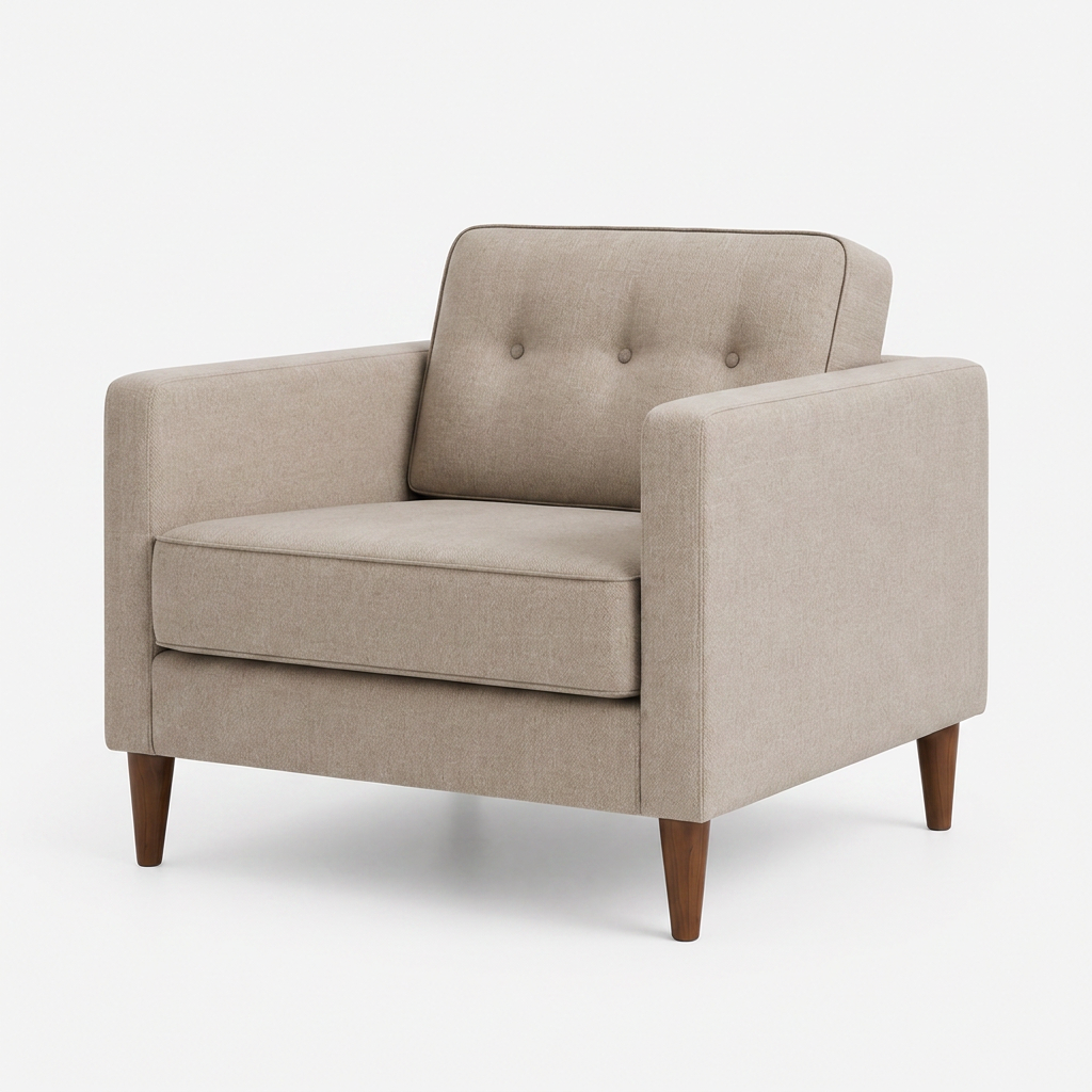 Taupe Button-Tufted Armchair view 5
